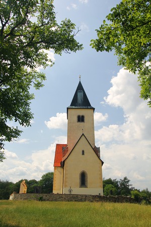 Church of Saint Jakub and Filip on Chvojen hill, Czech republicの写真素材