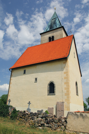 Church of Saint Jakub and Filip on Chvojen hill, Czech republicの写真素材
