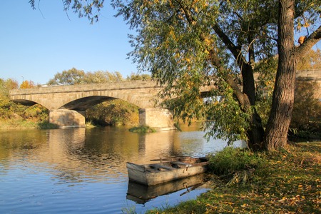 Stone bridge in Porici nad Sazavou, Czech Republicの写真素材