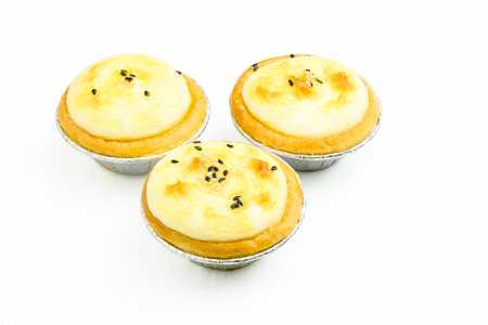 isolated three of tarts on white background with clipping pathの写真素材