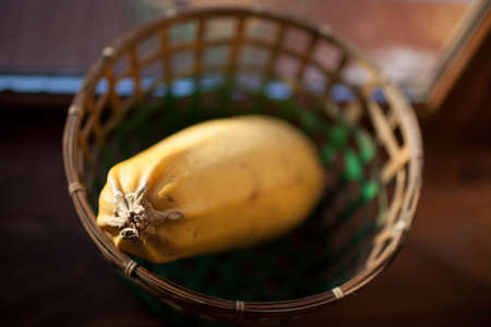 Fresh orange squash in the basket. Healthy eating.の写真素材