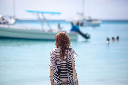 girl on sea background