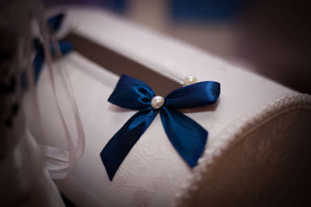 Wedding box for money with a pattern in the shape of a heart. Wedding decor.の写真素材