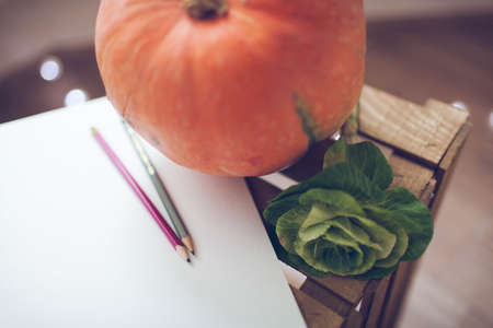 pencils next to osennim still life. Close-up.の写真素材