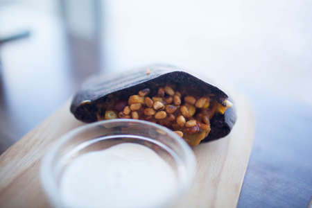 Baked eggplant with parmesan cheese, tomatoes and basilの写真素材