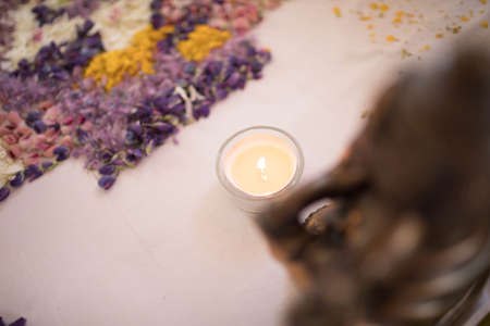 Clay diya lamps lit with Lord Ganesha during diwali celebration. Greetings Card Design Indian Hindu...