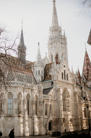 Matthias Church in Budapest, Hungary on a winter day.の写真素材