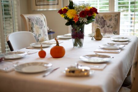 Table Setting With Flowers with Pumpkins