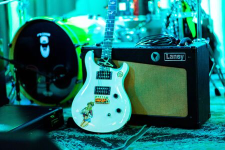 Guitar and Drums Blue Light
