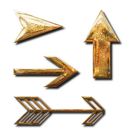 Set of golden arrows signsの写真素材