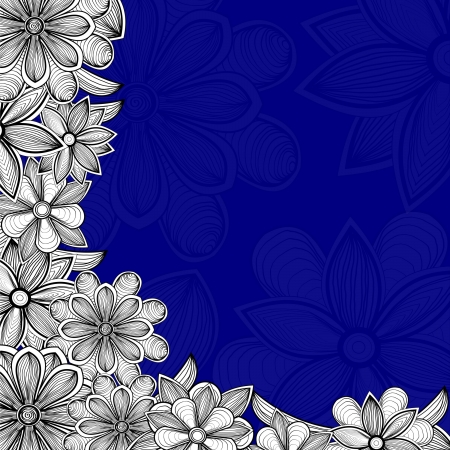 	hand drawn floral border with custom text spaceのイラスト素材