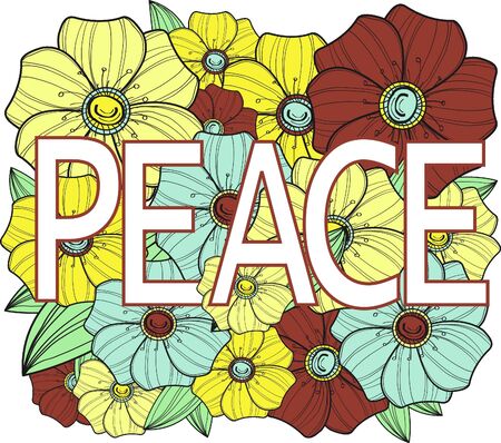 Peace.  floral illustrationのイラスト素材
