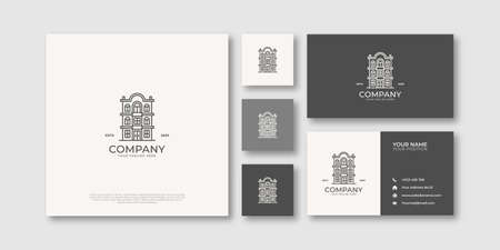 Residential building with business card. Vector illustration.のイラスト素材