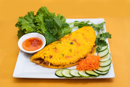 Crispy Vietnamese Sizzling Crepe Banh Xeoの写真素材