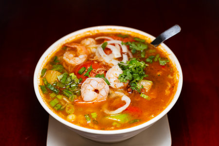 Spicy Vietnamese Shrimp Noodle Soupの写真素材