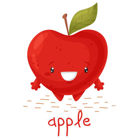 Poster with cute appleのイラスト素材