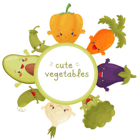 Poster of cute vegetablesのイラスト素材
