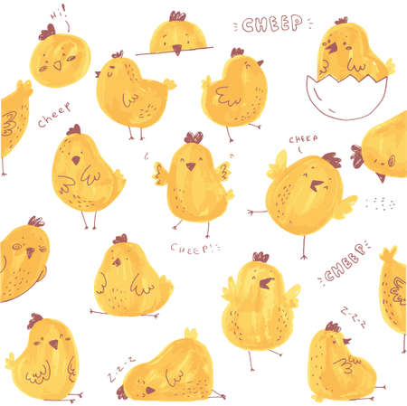 Set of cute cartoon chicken baby.のイラスト素材