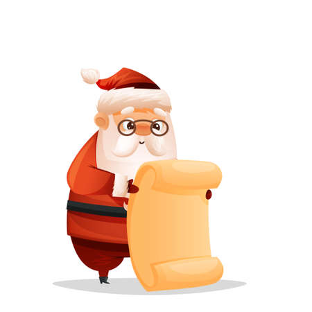 Cute Santa Claus is reading the list.のイラスト素材