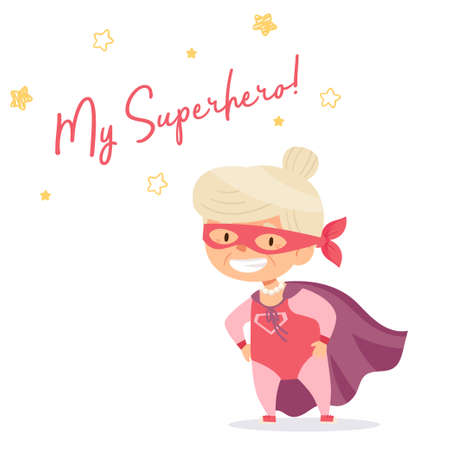 Grandmother in a superhero costume.のイラスト素材