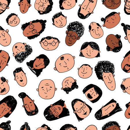seamless pattern with peoples faces.
