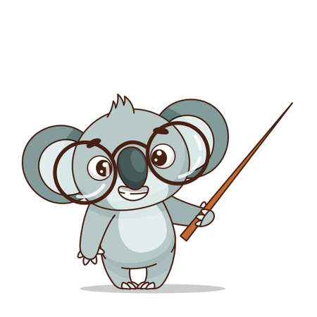 A cute panda in huge glasses is holding a pointer. The teacher is pointing to something. Back to school.のイラスト素材