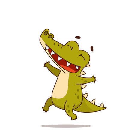 Joyful alligator jumps and dances.のイラスト素材