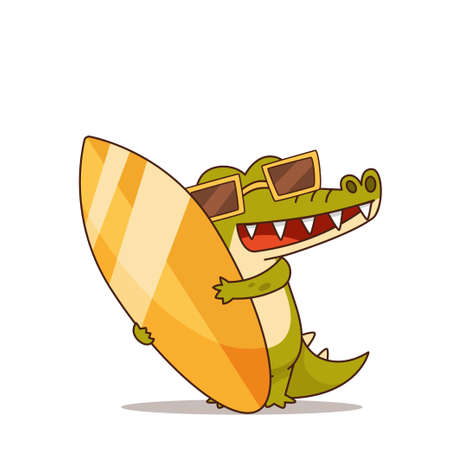 Cool crocodile with a surfboard.のイラスト素材