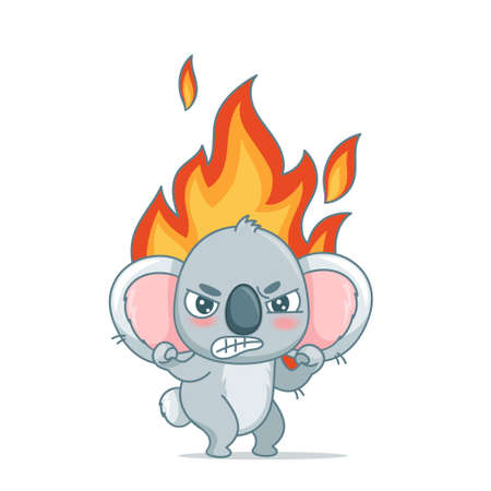 Koala burns with anger and waves his fistsのイラスト素材
