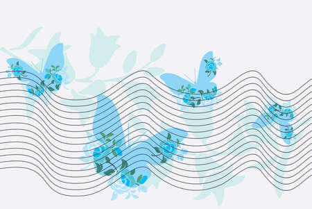 Beautiful butterflies and flowers, perfect for greeting cards, backgrounds. Vector