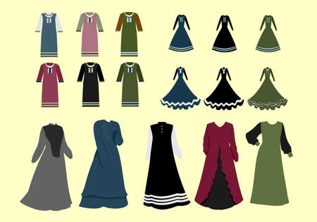 collection set of traditional islamic dressのイラスト素材