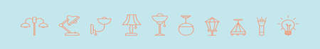 set of lamp cartoon icon design template with various models. vector illustration isolated on blue...