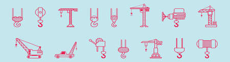 set of lifting equipment modern cartoon icon design template with various models. vector...
