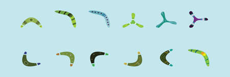 set of native boomerangs cartoon icon design template with various models. vector illustration...