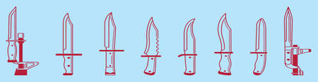set of bayonet knives for different American rifles. military vector illustration isolated on blue...