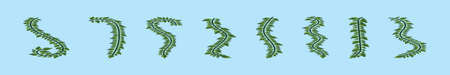 set of green ivy cartoon icon design template with various models. vector illustration isolated on blue backgroundのイラスト素材