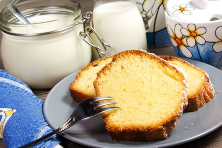 plumcake on the tableの写真素材