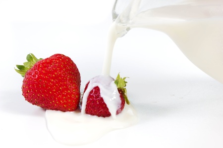 strawberrys and milkの写真素材