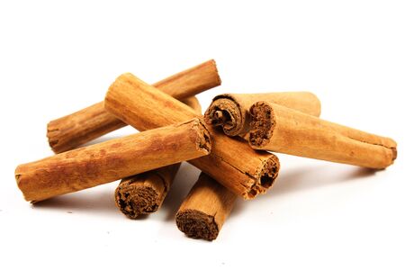 cinnamon stick on a white backgroundの写真素材