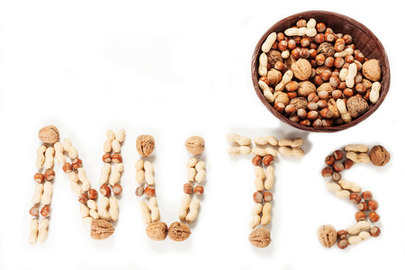 variety of nuts forming an inscription