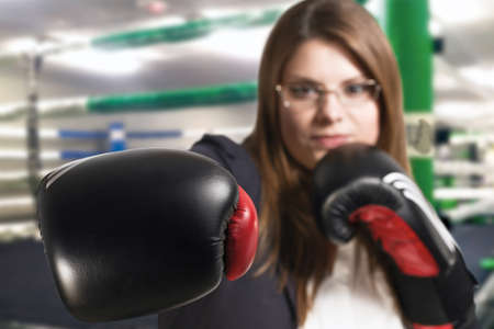 Young girl safe and determinedの写真素材