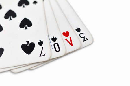 Love written on playing cards