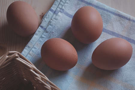 Composition of eggs on an old cloth