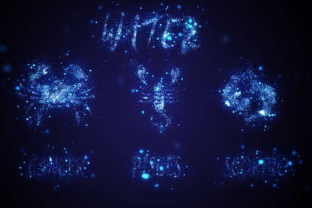 illustration of three zodiac sign of water