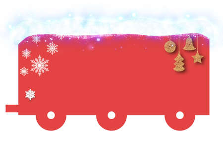christmas background with red trainの写真素材