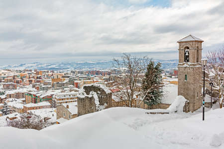 snowy urban landscape of Campobassoの写真素材