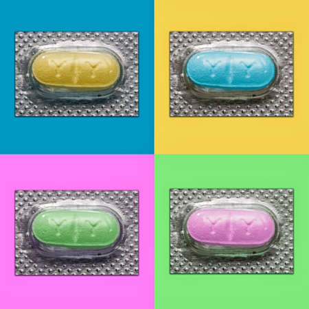 four colored pills