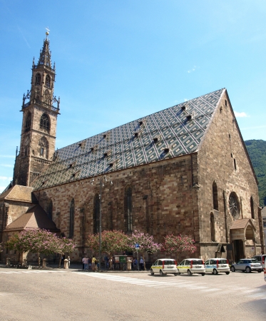 Franciscan church in city center of bolzano - italyの写真素材