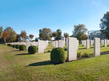 some tombs of the cemetery with tombstones white