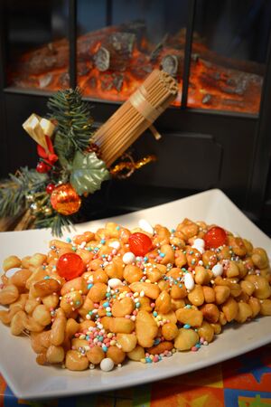 small balls pastry fried and dipped in honeyの写真素材